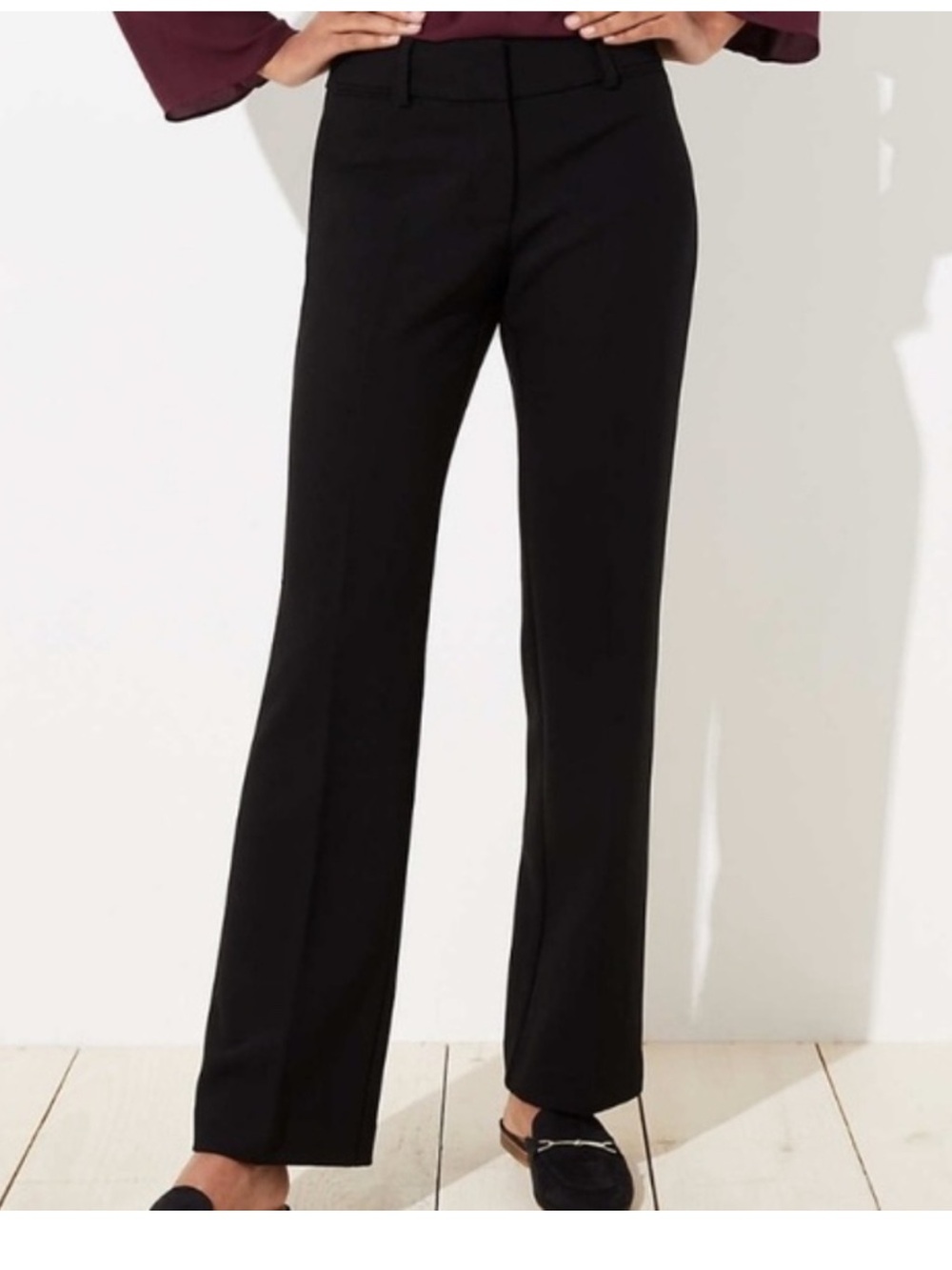 Loft NWT Julie Trouser Black Straight Fit Traditional Trouser Leg Pants